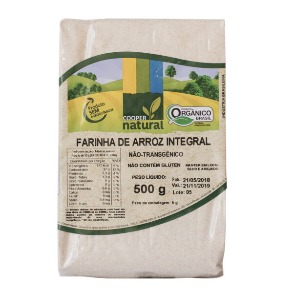 FARINHA DE ARROZ INTEGRAL S/ GLUTEN ORGANICO